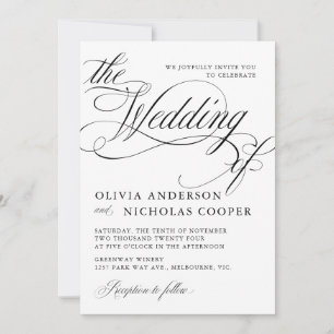 Invitación Elegante caligrafía estilo americano escritura a m