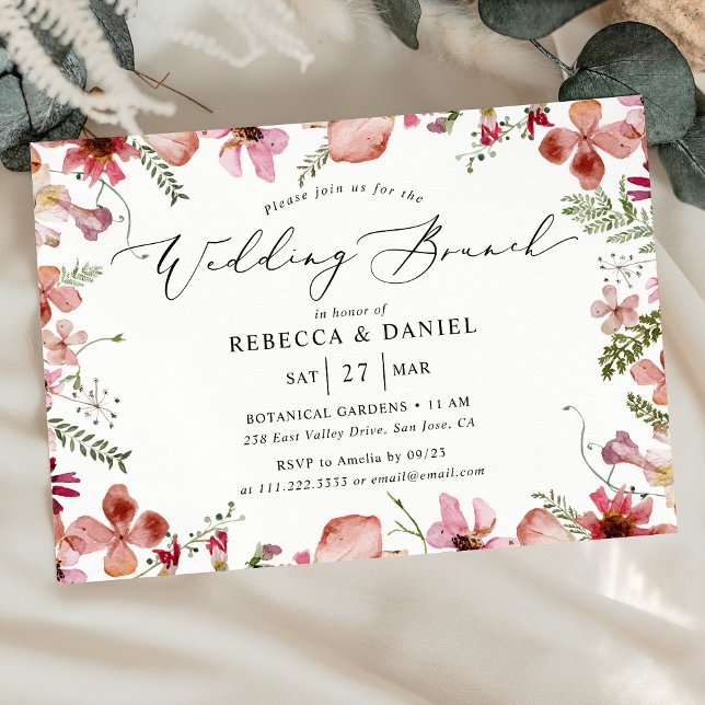Invitación Elegante caligrafía floral Boda Brunch (Subido por el creador)