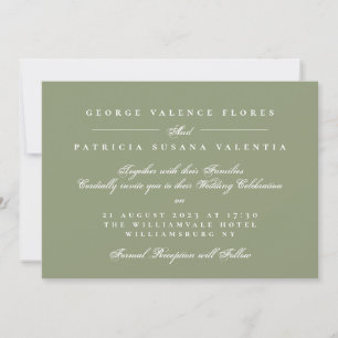 Invitación Elegante caligrafía formal verde Moss verde