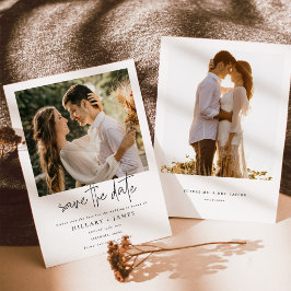 Invitación Elegante caligrafía Foto Boda Salvar la fecha
