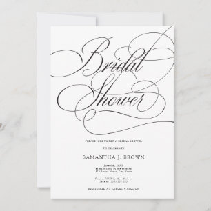 Invitación Elegante caligrafía foto ducha de novia Minimalist