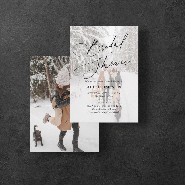 Invitación Elegante caligrafía foto ducha de novia Minimalist (Subido por el creador)