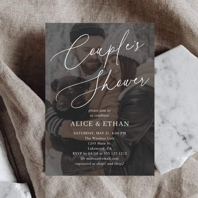 Invitación Elegante Caligrafía Foto Parejas Ducha (Subido por el creador)