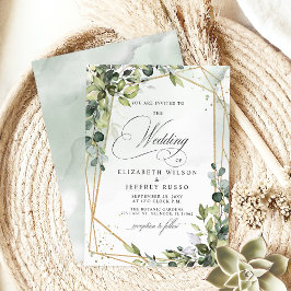 Invitación Elegante caligrafía Greenery Eucalyptus Boda