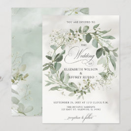 Invitación Elegante caligrafía Greenery Eucalyptus Boda