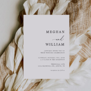 Invitación Elegante caligrafía guión Boda blanco negro