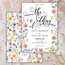 Invitación Elegante caligrafía guión Boda de flores de primav