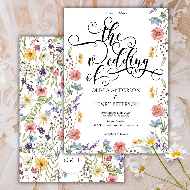Invitación Elegante caligrafía guión Boda de flores de primav (Subido por el creador)