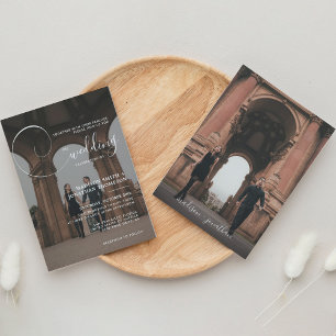 Invitación Elegante caligrafía guión Boda de fotografía gris