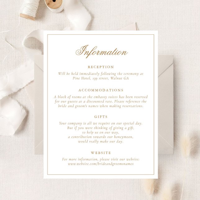 Invitación Elegante caligrafía guión Boda de oro detalles (Subido por el creador)