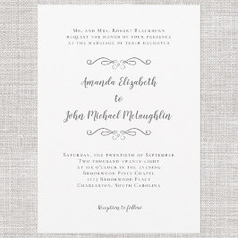 Invitación Elegante caligrafía guión Boda formal gris