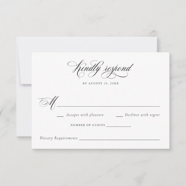 Invitación Elegante caligrafía guión de boda moderna RSVP (Anverso)