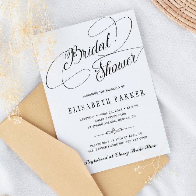 Invitación Elegante caligrafía guión ducha de novia (Subido por el creador)