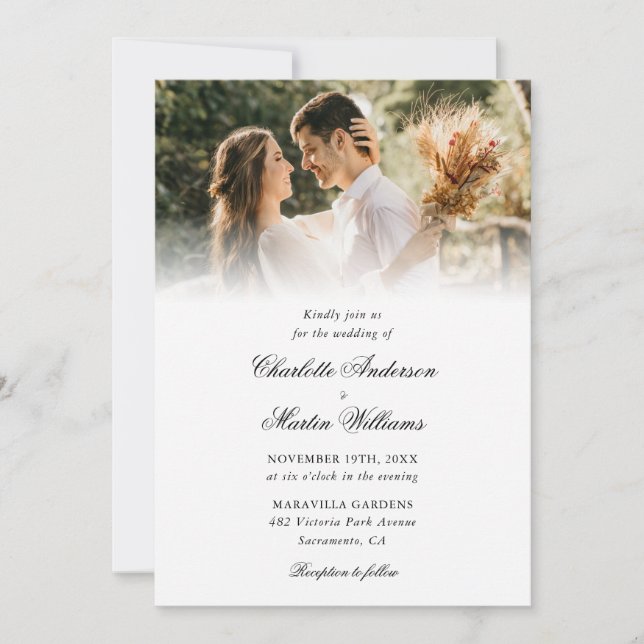 Invitación Elegante caligrafía guión moderno 4 Boda de fotogr (Anverso)