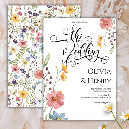 Invitación Elegante caligrafía guión simple Boda floral