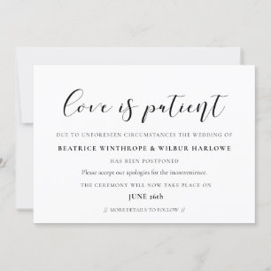 Invitación Elegante caligrafía La amor es paciente fecha de l
