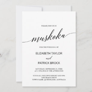 Invitación Elegante caligrafía Matrimonio de destino Muskoka