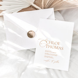 Invitación Elegante caligrafía mínima Boda clásico blanco