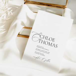 Invitación Elegante caligrafía mínima Boda clásico blanco