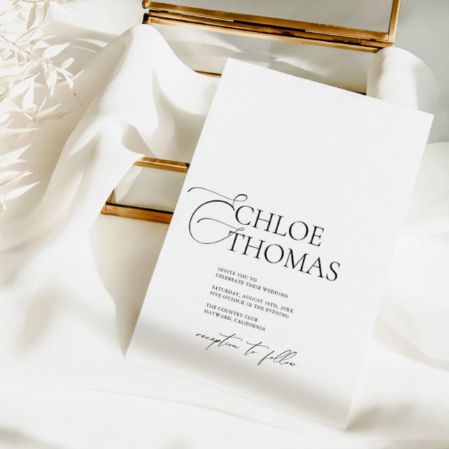 Invitación Elegante caligrafía mínima Boda clásico blanco (Subido por el creador)