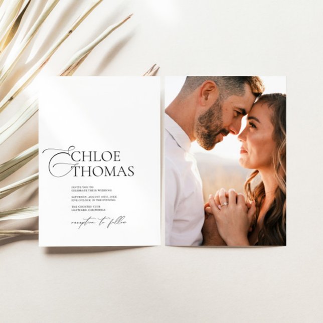 Invitación Elegante caligrafía mínima Boda de pareja de fotog (Subido por el creador)