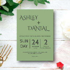 Invitación Elegante caligrafía minimal Boda moderno verde