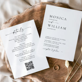 Invitación Elegante caligrafía Minimalista Boda blanco negro