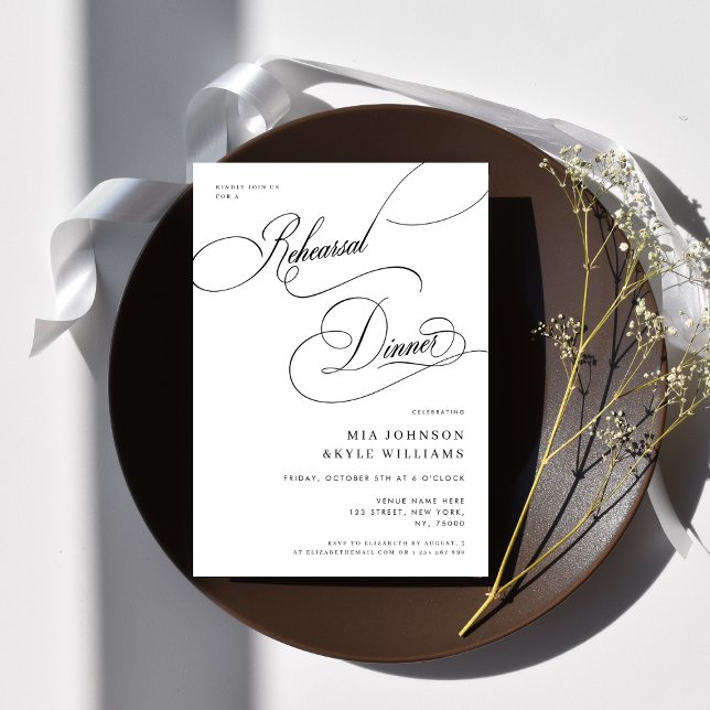 Invitación Elegante caligrafía Minimalista ensayo cena (Subido por el creador)