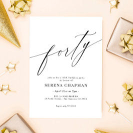 Invitación Elegante caligrafía moderna 40 cumpleaños