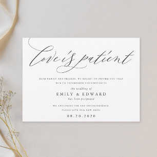Invitación Elegante Caligrafía Moderna Amor es Paciente Boda