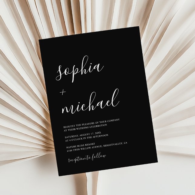 Invitación Elegante caligrafía moderna Boda blanco y negro (Subido por el creador)