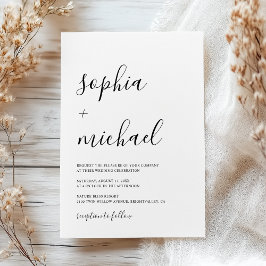Invitación Elegante caligrafía moderna Boda blanco y negro