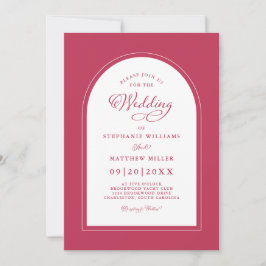 Invitación Elegante caligrafía moderna Boda magenta rojo