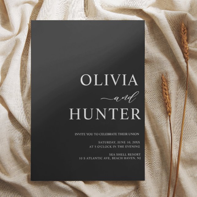 Invitación Elegante caligrafía moderna Boda negro (Subido por el creador)