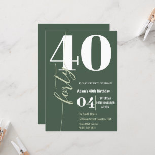 Invitación Elegante Caligrafía Moderna Cumpleaños 40 Cuarenta