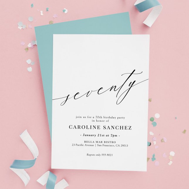 Invitación Elegante caligrafía moderna cumpleaños 70 (Subido por el creador)