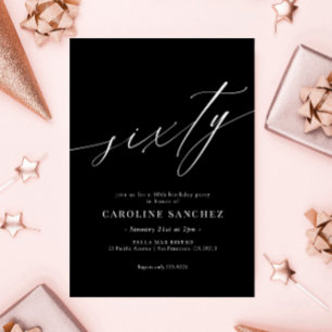 Invitación Elegante caligrafía moderna cumpleaños número 60