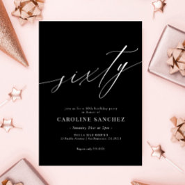 Invitación Elegante caligrafía moderna cumpleaños número 60
