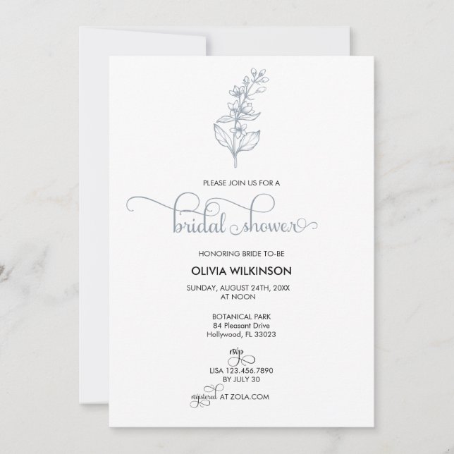 Invitación Elegante caligrafía moderna ducha nupcial (Anverso)