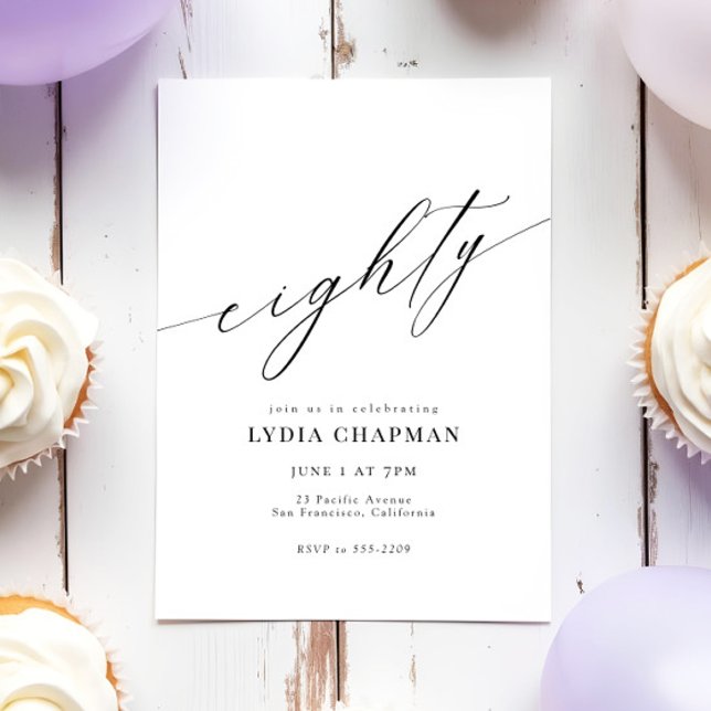 Invitación Elegante caligrafía moderna fiesta de cumpleaños n (Subido por el creador)