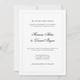 Invitación Elegante caligrafía moderna guión Boda blanco