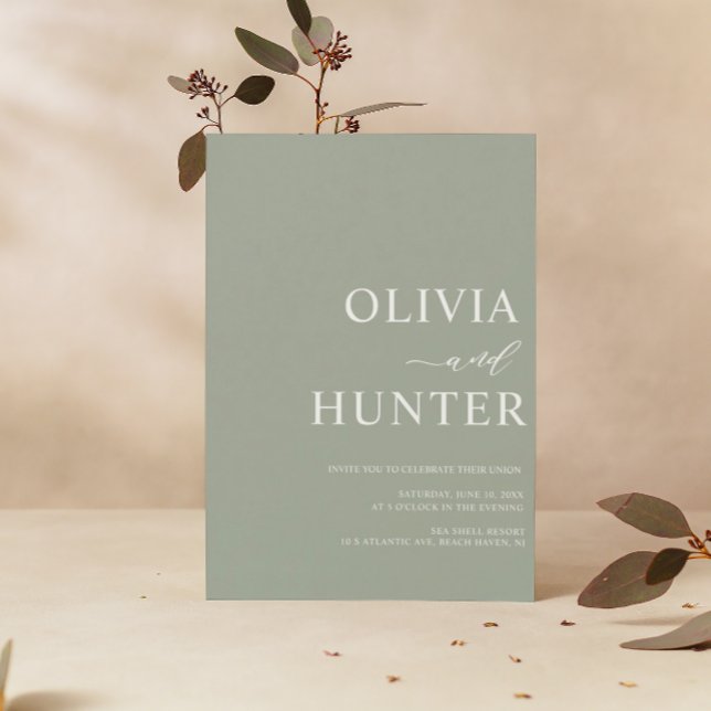Invitación Elegante caligrafía moderna Sage Green Boda (Subido por el creador)