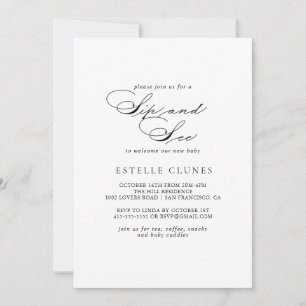 Invitación Elegante caligrafía moderna Sip y See
