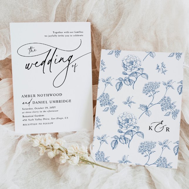 Invitación Elegante caligrafía Monograma negro y blanco Boda (Subido por el creador)