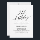 Invitación Elegante caligrafía negra 21 cumpleaños<br><div class="desc">Esta elegante caligrafía negra de 21 años es perfecta para una simple fiesta de cumpleaños. El diseño neutro cuenta con una tarjeta minimalista decorada con una tipografía romántica y caprichosa.</div>