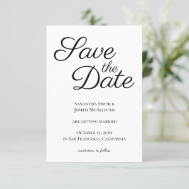 Invitación Elegante Caligrafía Negra Save the Date