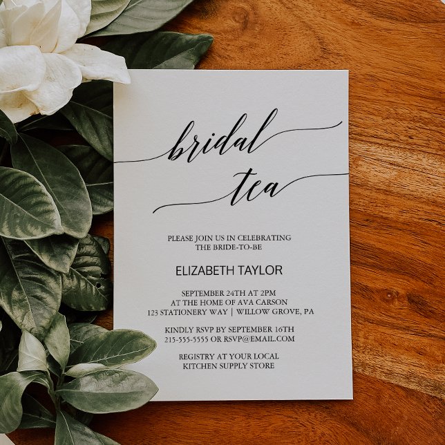 Invitación Elegante caligrafía negra Té de novia (Subido por el creador)