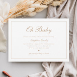Invitación Elegante Caligrafía Neutral Oh Bebé Baby Shower
