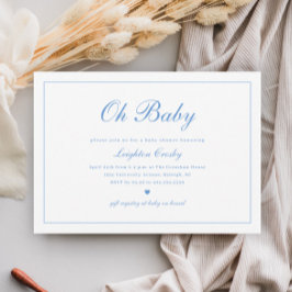 Invitación Elegante Caligrafía Oh Bebé Niños Baby Shower