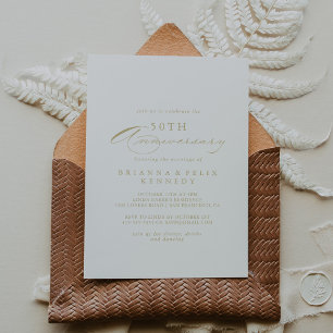 Invitación Elegante Caligrafía Oro 50 Aniversario de Boda 